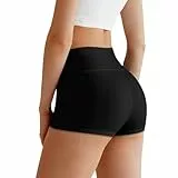 AOOSA Short de Cintura Alta para, Pantalon Corto Elásticos Antirozaduras Hotpants, Mallas Push Up, Pantalón Corto Shorts Deportivos Mujer para Yoga, Gimnasio, Ciclismo