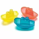 Playgro Barquitos Flotantes, 3 piezas, Sin BPA, Desde los 6 Meses, Bright Baby Boats, Azul/Rojo/Amarillo, 40146 (0183454)