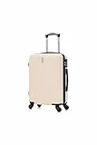 CELIMS - Maleta de Cabina de Viaje Aprobada por 100+ Aerolíneas | Ligera y Rígida | Maleta de Cabina 55 x 35 x 22 cm | Maleta Infantil | Equipaje de Mano | Beige