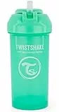 Twistshake Straw Cup Vaso de Aprendizaje para Beber con Antiderrame Boquilla con Silicona Pajita 360 ml, Taza de Entrenamiento para Sorber para Bebé, Sin BPA, 6 + Meses, Verde Pastel