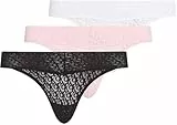 Calvin Klein Braguitas Pack de 3 Mujer Cintura Baja con Encaje, Multicolor (Black/Classic White/Buff Pink), M