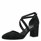 Tamaris Zapatos de Salón para Mujer, Textiles, Tacón Cuadrado, Veganos, Negro, 39 EU