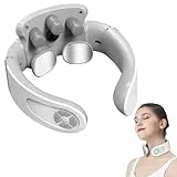 Masajeador Cervical, Masajeador Cuello Eléctrico Portátil Voz Inteligente con Terapia Calor 42°C, 5 modos y 15 Niveles Intensidad de Masajeador Cervicals y Cuello para Viajes, Familia, Oficina
