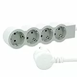 LEGRAND Regleta de enchufes, Enchufe múltiple con 4 Tomas de Corriente, Cable 1,5m, Color Blanco/Gris Claro 694552