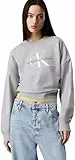 Calvin Klein Sudadera Mujer Monologo French Terry con Cuello Redondo, Gris (Heroic Grey Heather), S