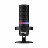HyperX DuoCast – Micrófono de condensador USB para PC, PS5, PS4, Mac, soporte antigolpes de perfil bajo, cardioide, omnidireccional, filtro pop, control de ganancia, juegos, streaming, podcasts