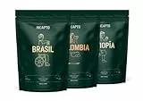 Incapto Pack de Cafés Best Sellers | Café en Grano Natural de Especialidad | Orígenes - Colombia, Brasil y Etiopía | Specialty Coffee +80 puntos SCA | 3 paquetes de 500g