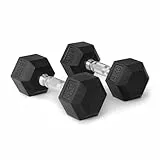 Amazon Basics Set de mancuernas hexagonales con recubrimiento de goma, 6 kg, Negro