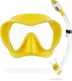 Cressi F1 Dry Clear/Yellow Combo Packs de Snorkel, Unisex-Adult, Amarillo, Talla Única