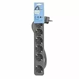Philips Regletas CHP2164G - Regleta de 6 Enchufes, Cable de 1.5 Metros, Interruptor Principal, Cierre de Seguridad Automático, Indicador LED de Alimentación - Color Gris