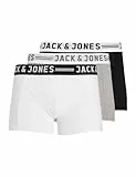 JACK & JONES Conjunto 3 Boxers Ajustados Hombre Estirados Slim Básicos Lingerie., Color:Blanco-Gris-Negro, Talla:XXL