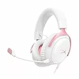 HyperX Cloud III - Auriculares Gaming con Cable, PC, PS5, Xbox, Drivers 53 mm, DTS, Marco Resistente, micrófono 10mm, USB-C, USB-A, Blanco-Rosa