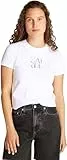 Calvin Klein Camiseta de Manga Corta Mujer Front Photo Graphic Baby tee con Cuello Redondo, Blanco (Brilliant White), L