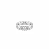 Swarovski Anillo Matrix, Talla baguette, Blanco, Baño de rodio, 50
