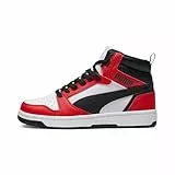 PUMA Rebound V6 Mid Jr, Zapatillas, White Black For All Time Red, 39 EU