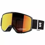 Salomon Aksium 20 S Gafas de Esquí Snowboard para Unisexo Máscara de Snowboard, Deportes de invierno, Efecto Espejo, Protección Rayos UV, Negro/Blanco, Talla UnicaTalla única