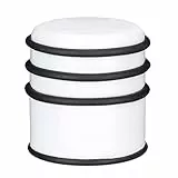 Relaxdays Tope de puertas, Pesado, Para puertas y ventanas,∅ 7 cm, 3 anillos de goma, Blanco