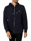 GANT Hombre Sudadera con Capucha Y Cremallera con Escudo Regular, Evening Blue, L