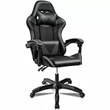 Silla Gaming Ergonómica Reclinable con Cojín Lumbar y Cervical | Altura Ajustable, Reposabrazos Acolchados, Ruedas 360° | Ideal para Oficina, Escritorio, Teletrabajo, Estudio, Juego, Ordenador