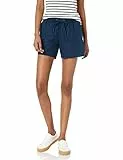 Amazon Essentials Pantalones Cortos de Mezcla de Lino con Cordón y Entrepierna de 13 cm (Disponibles en Tallas Grandes) Mujer, Azul Oscuro, S