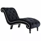 vidaXL Diván Chaise Longue Terciopelo Diseño Estilo Vintage Retro Elegante Clásico Sillón Relax Botones Tumbona Relajación Ergonómica Negra Salón Sala