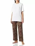 Calvin Klein Mujer Conjunto de Pijama Largo, Marrón (Floral Shadows/Mauve), M