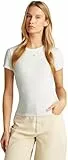 Tommy Jeans Camiseta de Manga Corta Mujer Pack de 2 Essential Rib Slim Fit, Multicolor (Ecru/Dark Night Navy), XXS
