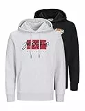 JACK & JONES Jjtiley Sudadera con Capucha 2pk MP, White Melange/Pack: w Black, L para Hombre