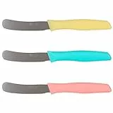 Quttin Cuchillo Untar Mantequilla Set de 3 Piezas. Ligero y Manejable con Hoja Afilada, Higiénico y Resistente. Mango Polipropileno en 3 Colores. Modelo Samba