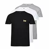 Lee Hombres Camiseta de Cuello Redondo Negro/Gris/Blanco Paquete de 3 Medio