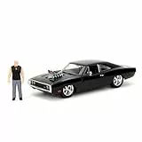 Jada Toys Fast & Furious Coche Dodge Charger 1970, Escala 1:24, 19 cm, con Figura de Dominic Toretto 8 cm, Modelo metálico con Partes abatibles, Juguete Coleccionable,+8 años (9335907314R00)