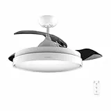 Cecotec Ventilador de Techo con Luz Energysilence Aero 4300 Invisible White. 35W, 6 Velocidades, Aspas Retráctiles, Mando a Distancia, Temporizador, Luz Led Integrada, Intensidad Lumínica Regulable