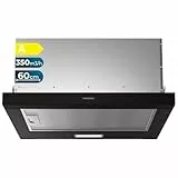 Cecotec Campana Extractora Telescópica 60 cm Bolero Flux TLM 603500 Black A. Motor 70W, Potencia Succión 350m3/h, Control Mecánico, 2 Niveles de Potencia, Luz y Filtro de Carbono, Acabado Negro