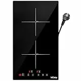 IsEasy Placa de Inducción 2 Zonas, 9 Niveles de Potencia, Temporizador de 1-99 Min, Función Boost, 29.5 cm, 3400 W, Negro