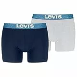 LEVIS Melange Waistband Organic Cotton Bóxer, Blue Combo, L (Pack de 2) de los Hombres