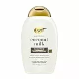 OGX Nourishing + Coconut Milk Shampoo (385 ml), champú hidratante con leche y aceite de coco y proteína de leche hidrolizada, tensioactivos sin sulfatos, para cabello seco