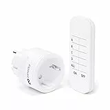 conecto® Juego de enchufes inalámbricos: 1 Enchufe inalámbricos y 1 Control Remoto, Uso en Interiores, 2300 vatios, diseño Compacto, Blanco