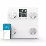 WottoCare - Báscula Digital Profesional Inteligente IMC, Análisis 18 Mediciones: Peso, Grasa Corporal, Muscular, Bluetooth, App AiFit, Bascula de Baño Pantalla Pro, Memoria 9 Users, Color: Blanco