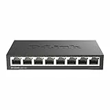 D-Link DGS-108 Conmutador Gigabit Layer2 de 8 puertos, hasta 1000 Mbps de transferencia de datos por puerto, arquitectura sin bloqueo, sin ventilador, carcasa metálica, negro