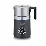 SEVERIN Espumador de leche por inducción Spuma 700, espumador eléctrico que no quema la leche, jarra espumadora apta para el lavavajillas, acero inoxidable/negro mate, SM 3586