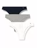 Tommy Hilfiger 3 Pack Dipped Brazilian Uw0Uw05968 brasileño, Purple (Lt Grey Htr/White/Navy Rib), L para Mujer
