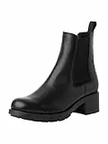 Tamaris Botines Chelsea para Mujer de Piel, Tacón Cuadrado, Negro, Plantilla Extraíble, 40 EU