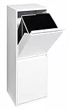 Arregui Basic CR201-B Cubo de Basura y Reciclaje de Acero de 2 Compartimentos | 2x17 L (34 L) | Cubos de Basura de Cocina | Contenedores de Reciclaje para Casa u Oficina | blanco