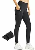 Libin Mujer Invierno Leggins Termicos Pantalones Impermeable Mallas Termicas Cálido Elásticos Pantalon de Senderismo con Bolsillos, Negro, XS