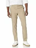 Amazon Essentials Pantalón chino elástico de corte ajustado, resistente a las arrugas, con parte delantera lisa Hombre, Bronceado, 34W / 32L