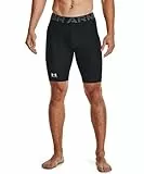 Under Armour UA HG Armour Long Shorts Pantalones deportivos cortos, shorts para hombre transpirables y de secado rápido, color negro/blanco