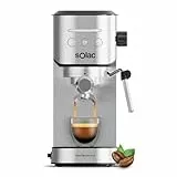 Solac Taste Slim Pro Inox - Cafetera Espresso 20 bares | 2 cacillas | Calientatazas | Calentamiento Thermoblock | Parada Automática | 1L | Acero Inoxidable | Programable | Libre de BPA