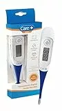 Care+, Termómetro Digital Punta Flexible, Alta Precisión, Medición Rápida, Pantalla LCD, Uso Oral, Axilar y Rectal, Sin Mercurio, Memoria Última Lectura