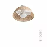 CREATE / WIND LAMP NATURAL WOVEN/Ventilador de techo con luz con mando / 25W, Programable, Ø60 cm, función verano-invierno, luz led 3 temperaturas, cuerpo de cuerda, flujo aire concentrado