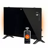 Mellerware - Radiador Eléctrico WIFI Bajo Consumo Cristal Warmy 2000W | 4 Modos Funcionamiento | 0-45ºC | Soporte Suelo/Pared | Programable Temporizador 24h | 81x48x21 Convector Autoapagado| APP